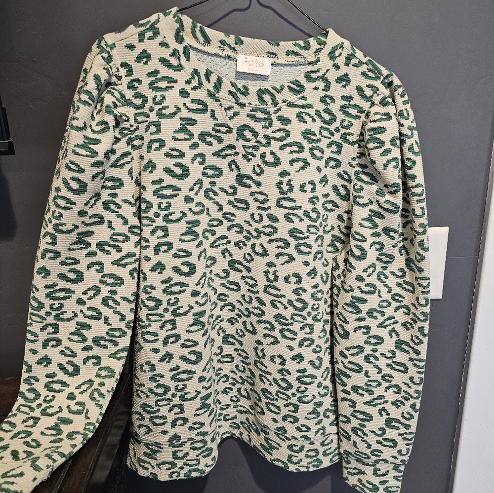 Green Leopard Print Blouse